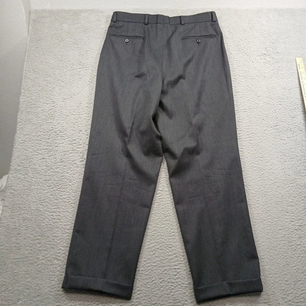 Mark Alexander Gray Pleated Dress Pants Mens 34‎ 100% Wool Cuffed Vintage EUC